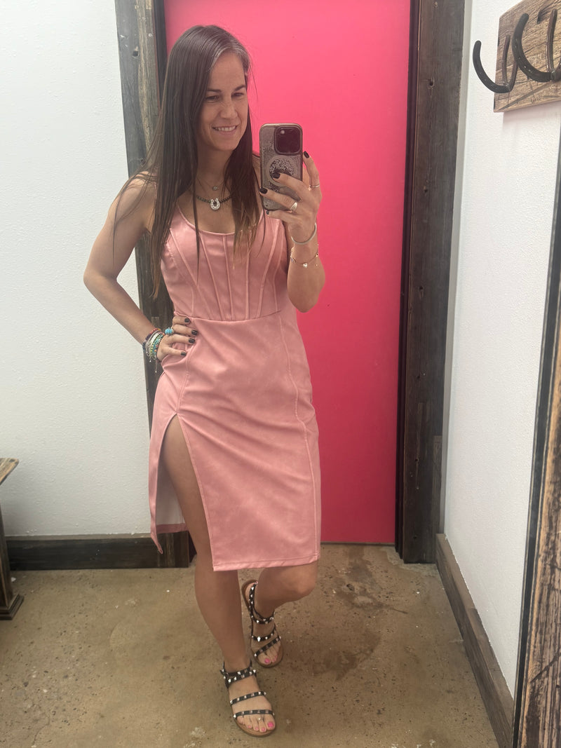 Pink Faux Leather Tank Dress – Wild Filly Boutique