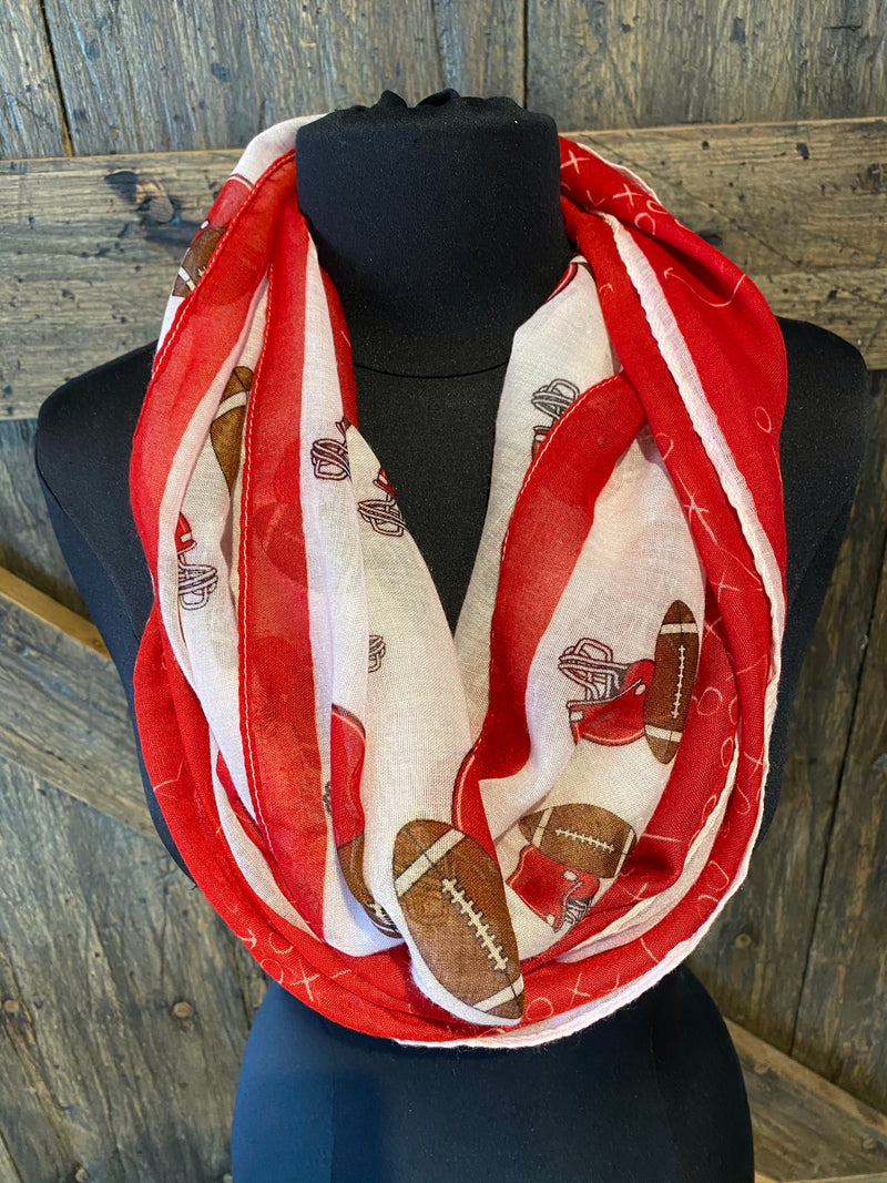 Red & White Football Infinity Scarf