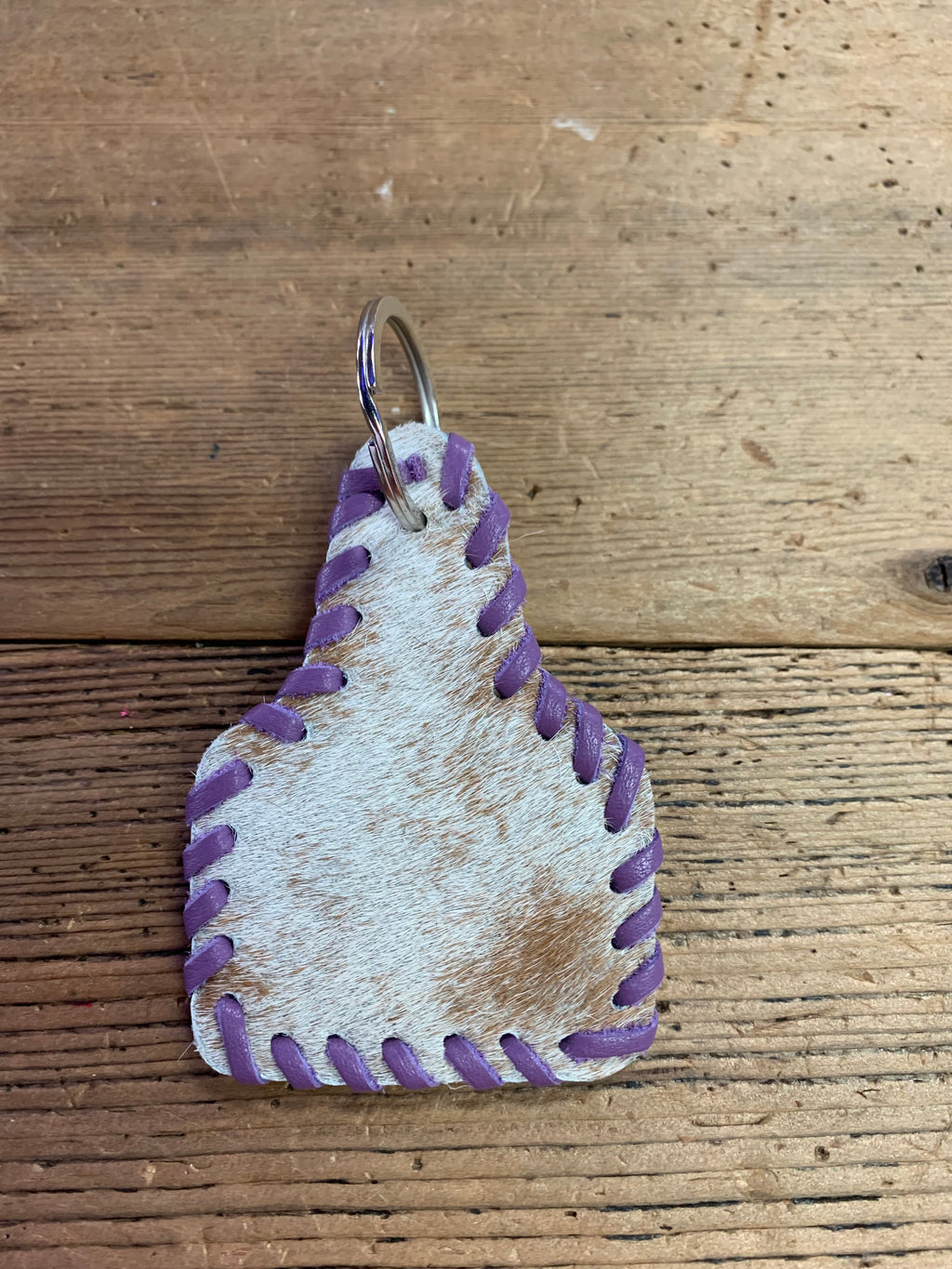 Cowhide Ear Tag Keychain