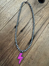 Navajo Pearl Lightning Bolt Necklace