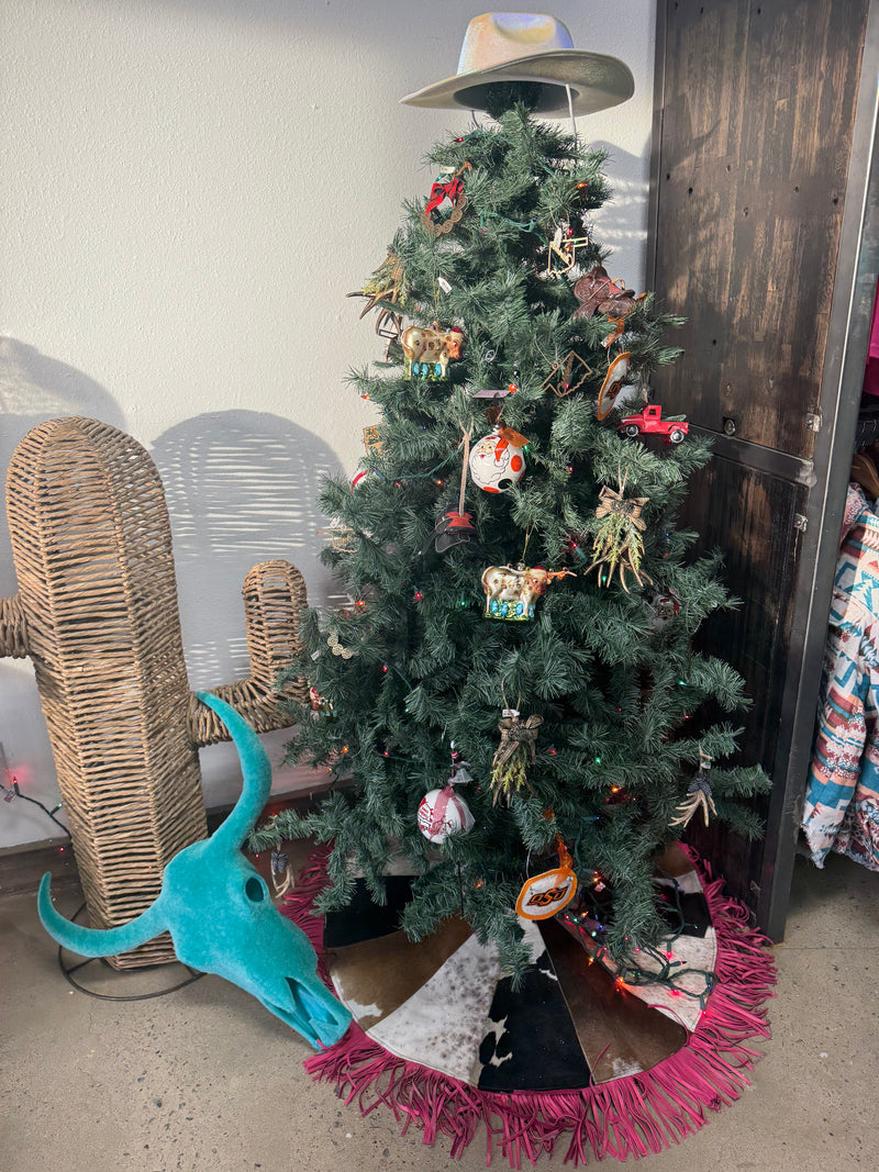 Cowhide Fringe Tree Skirt