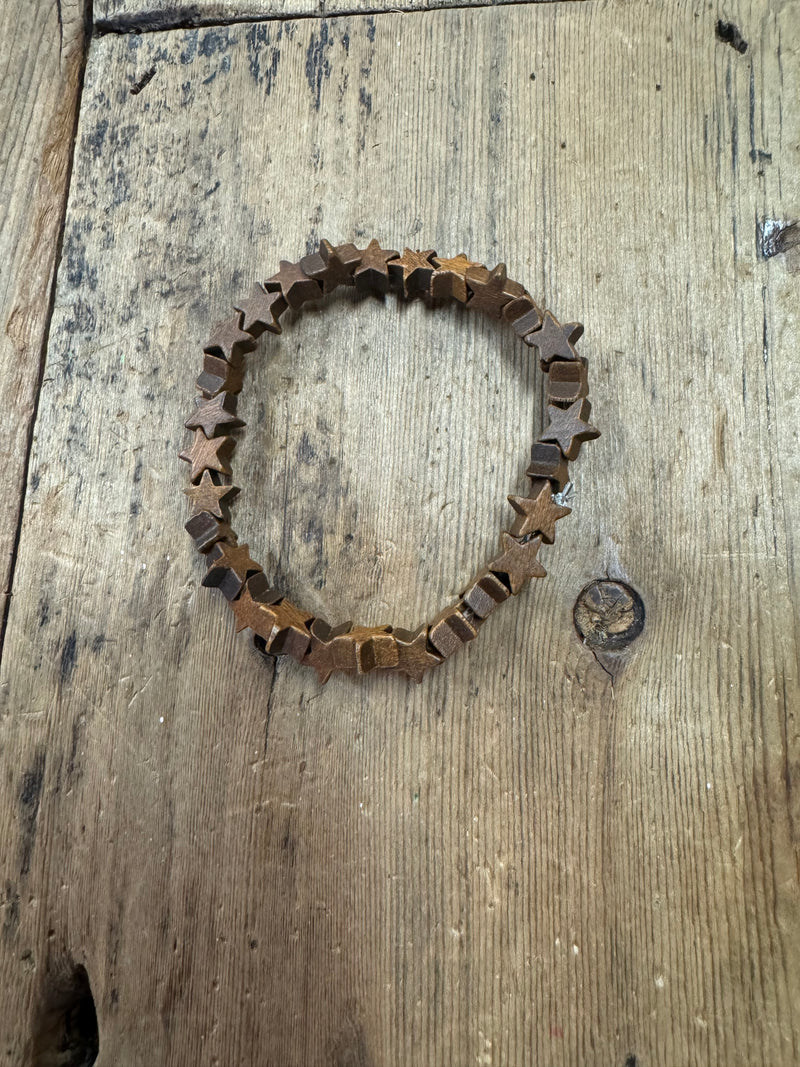 Wood Stars Stretch Bracelet