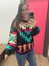 Pink Aztec Sweater *L 2X & 3X ONLY*