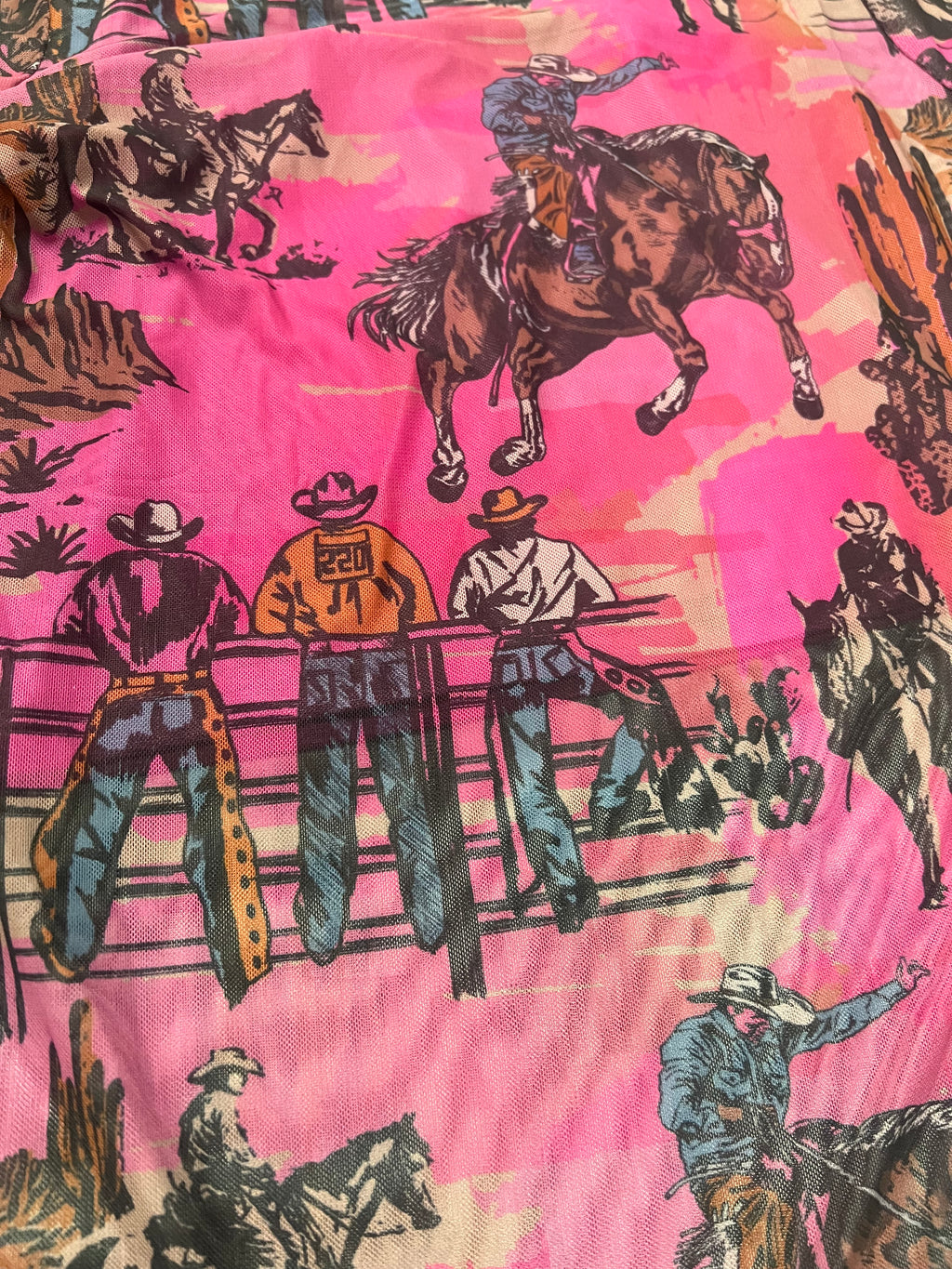 Pink Cowboy Mesh Top