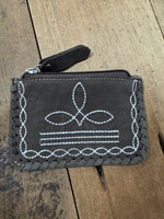 Suede Boot Stitch Coin Purse