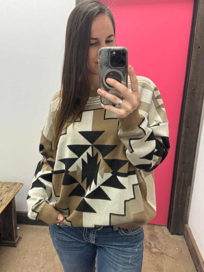 Brown Aztec Sweater