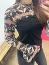 Aztec Mesh Long Sleeve Top * S ONLY*
