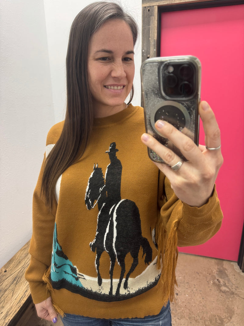 Desert Horse Fringe Sweater