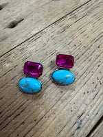 Bling Stud with Turquoise Earrings