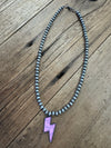 Navajo Pearl Lightning Bolt Necklace