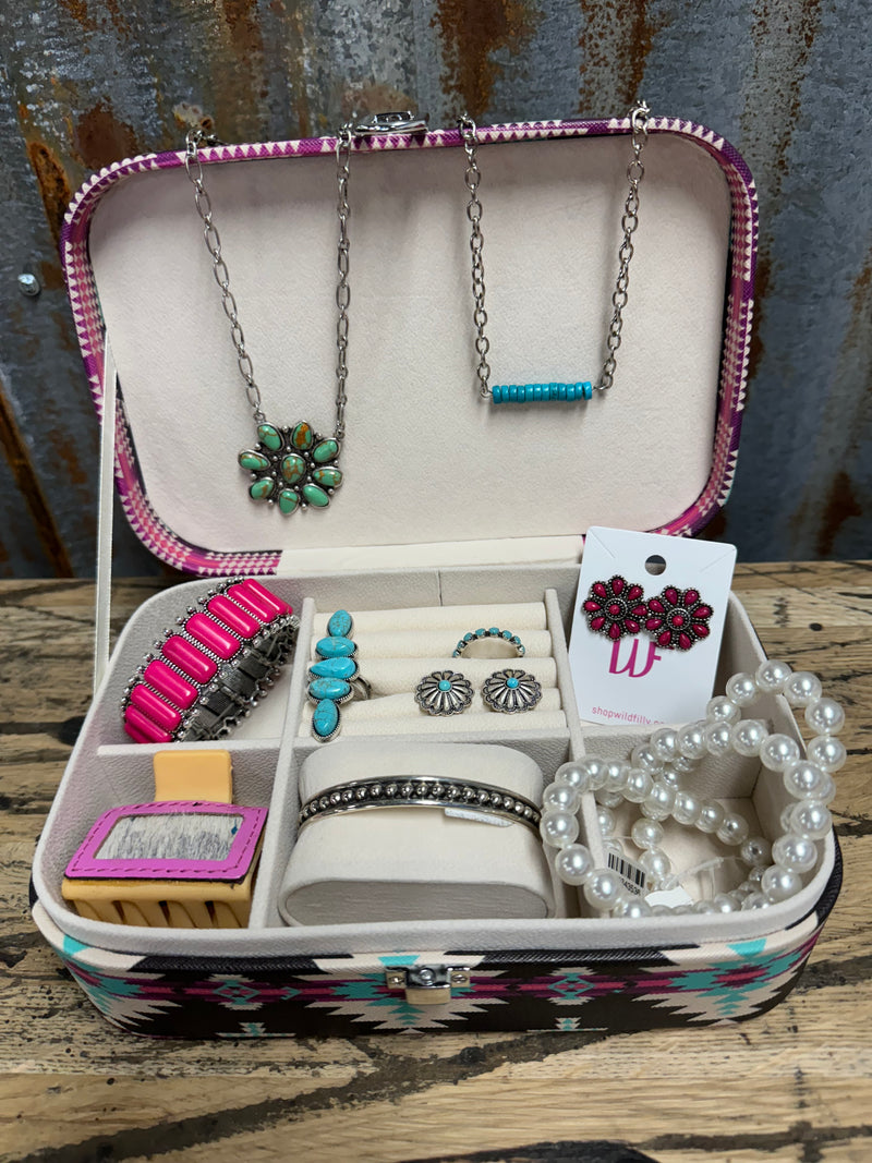 Pink Aztec Jewelry Box