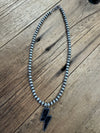 Navajo Pearl Lightning Bolt Necklace