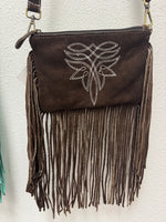 Suede Boot Stitch Crossbody Purse