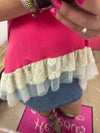 White Lace Pink Tunic Tank * S ONLY*