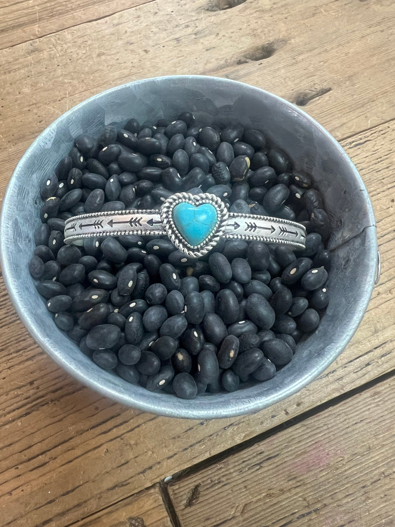 Turquoise Heart Cuff Bracelet