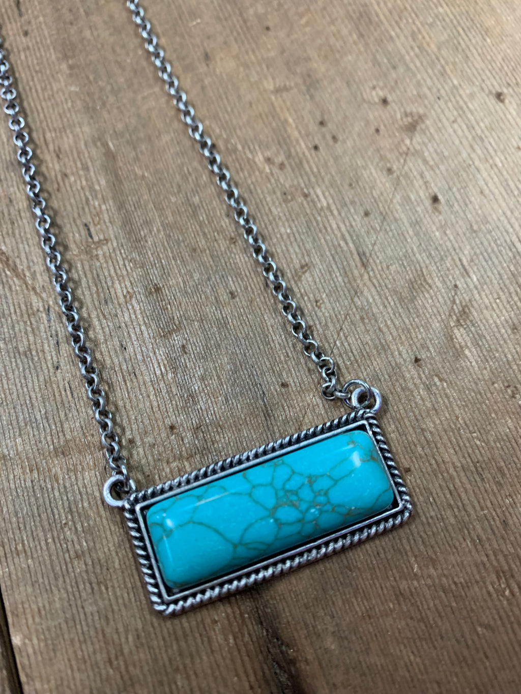 Turquoise Rope Bar Necklace