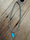 Navajo Pearl Lightning Bolt Necklace