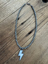 Navajo Pearl Lightning Bolt Necklace