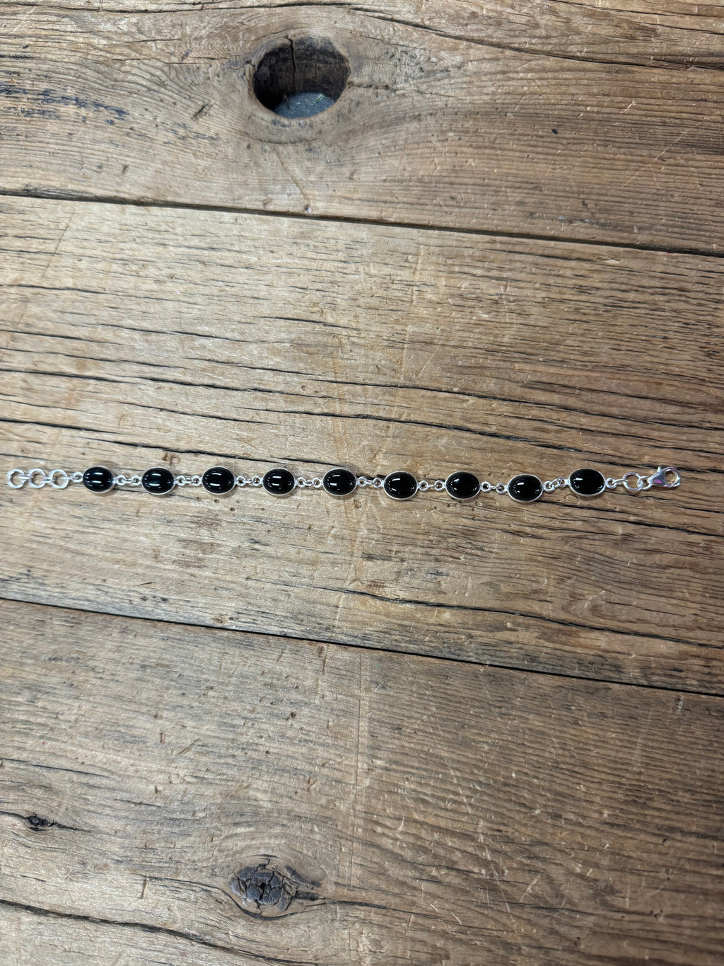 Black Onyx Sterling Silver Toggle Bracelet