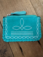 Suede Boot Stitch Coin Purse