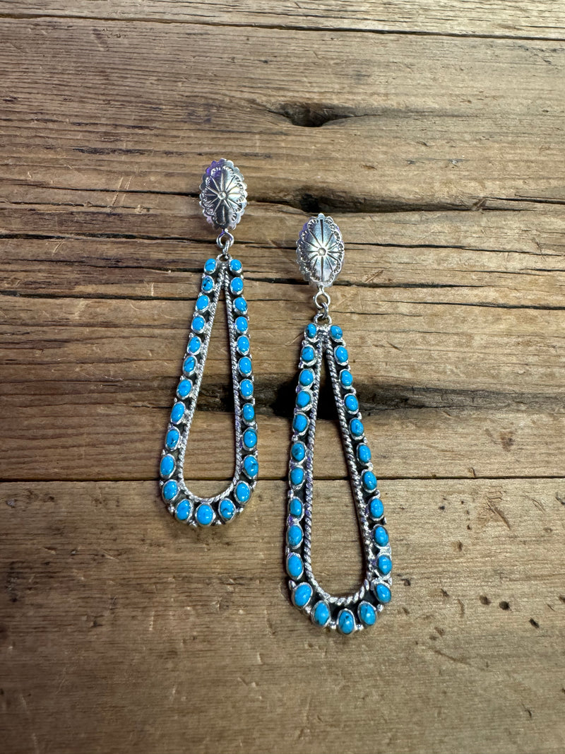 Turquoise Concho Drop Earrings