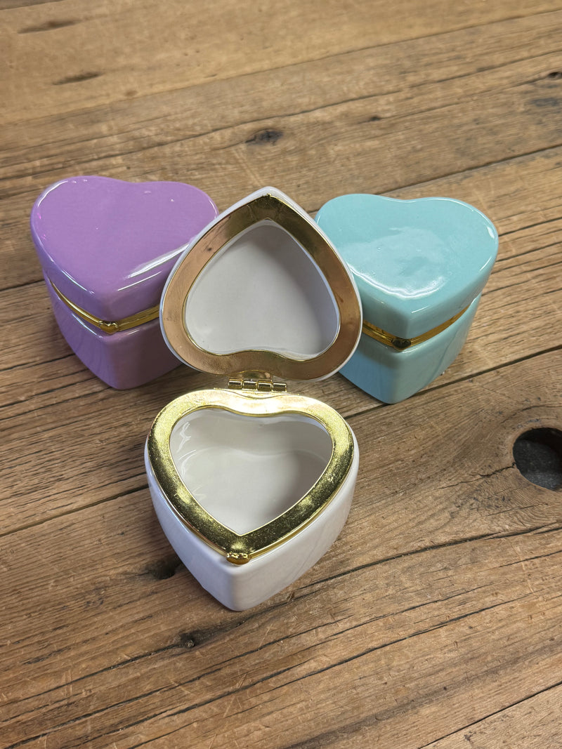 Ceramic Heart Trinket Box