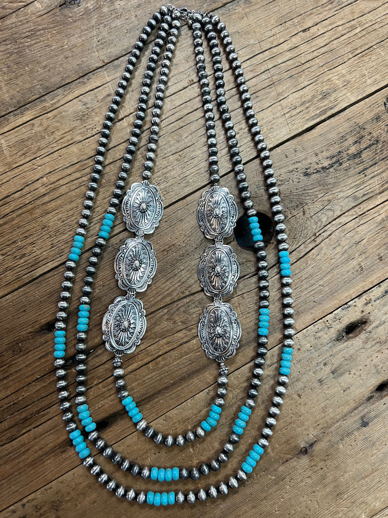 Concho Navajo Pearl Layering Necklace