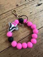 Silicon Bead Cow Keychain