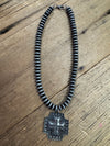 Navajo Pearl with Concho Cross Necklace