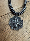 Navajo Pearl with Concho Cross Necklace