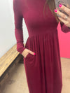 Wine Long Sleeve Maxi Dress * L ONLY*