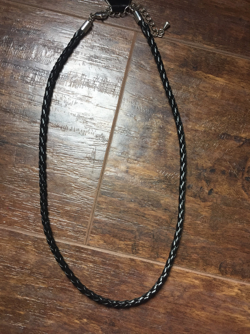 Black Braided Leather Necklace