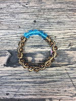 Leopard and Color Glass Beaded Stretch Bracelets