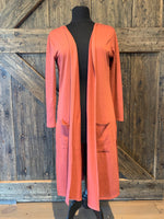 Terra-cotta French Terry Long Sleeve Duster