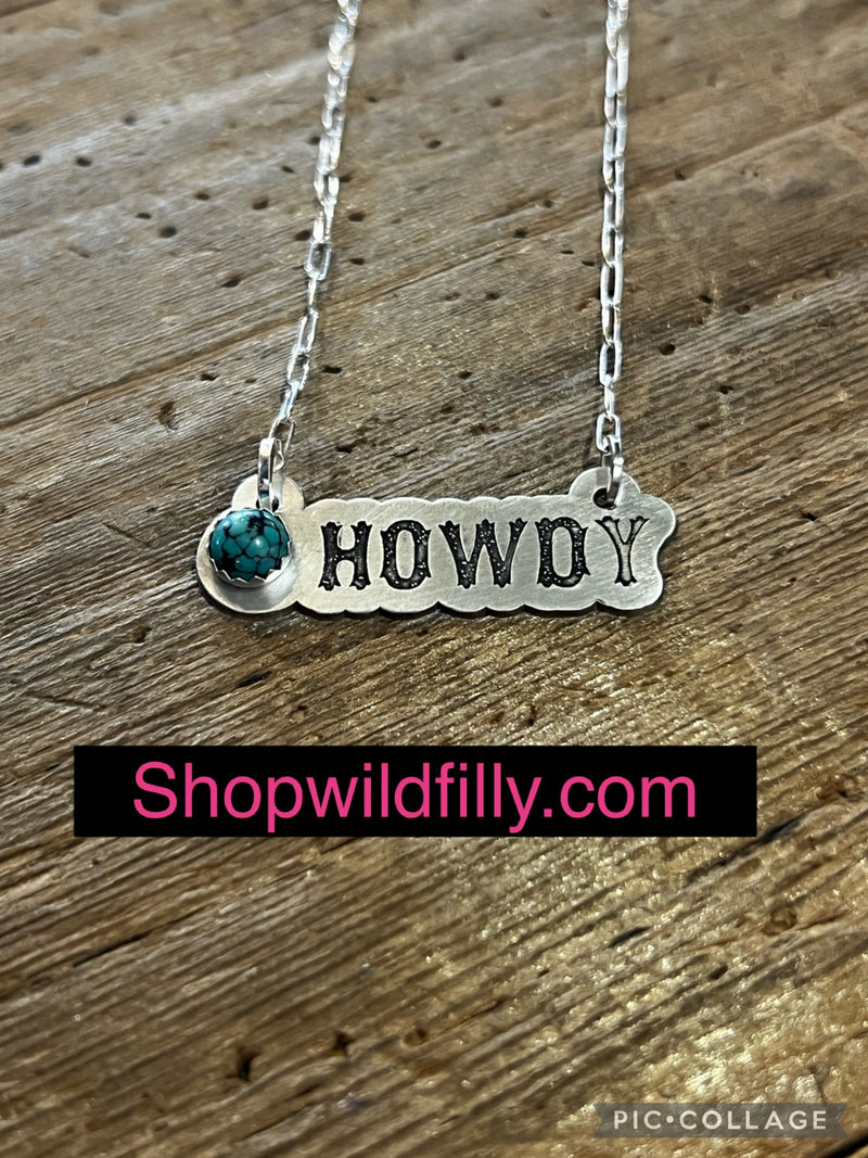 Howdy with Turquoise Sterling Silver Necklace
