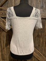 Grey Lace Top