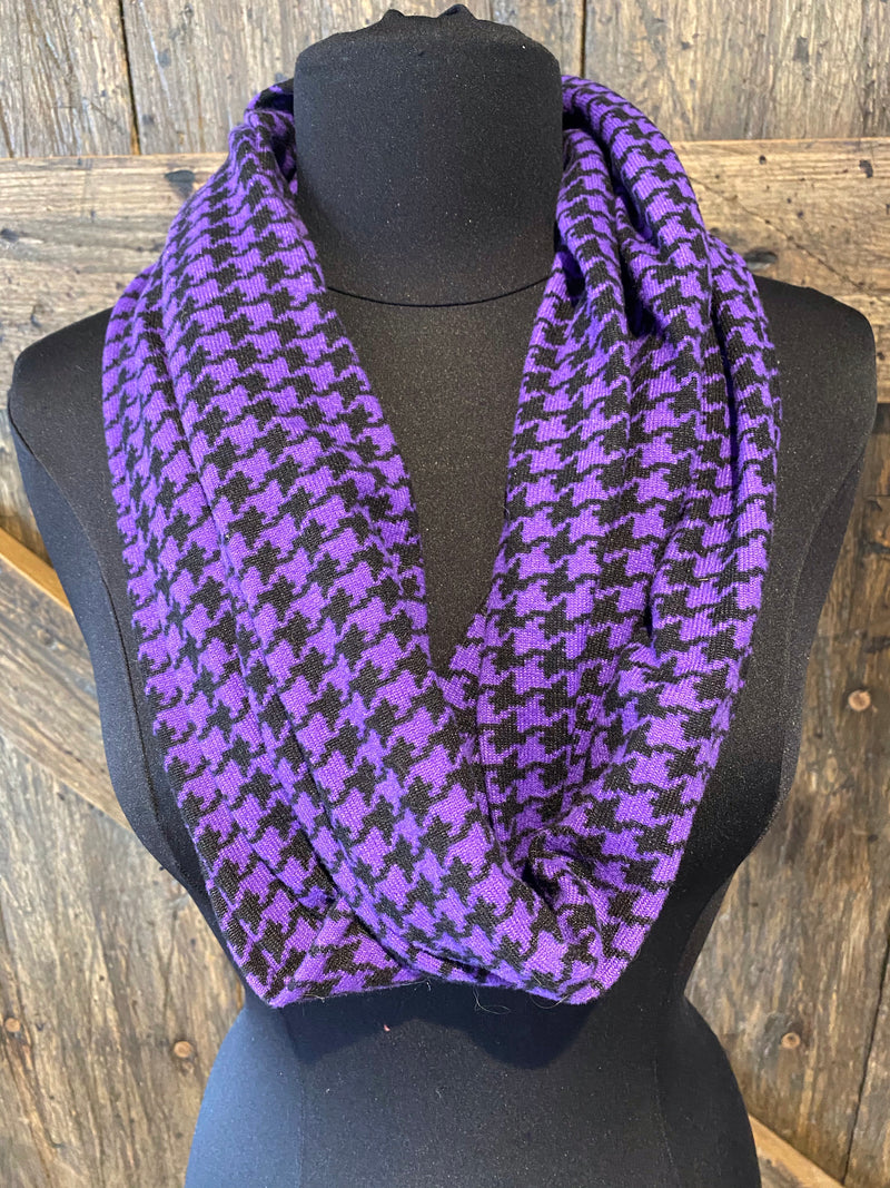 Purple Houndstooth Infinity Scarf