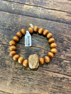 Wood Bead Stone Stretch Bracelet