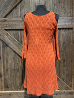 Orange Crochet Dress with Pocket