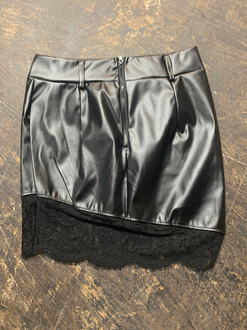 Black Lace Detail Skirt