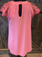 Pink lace shoulder dress