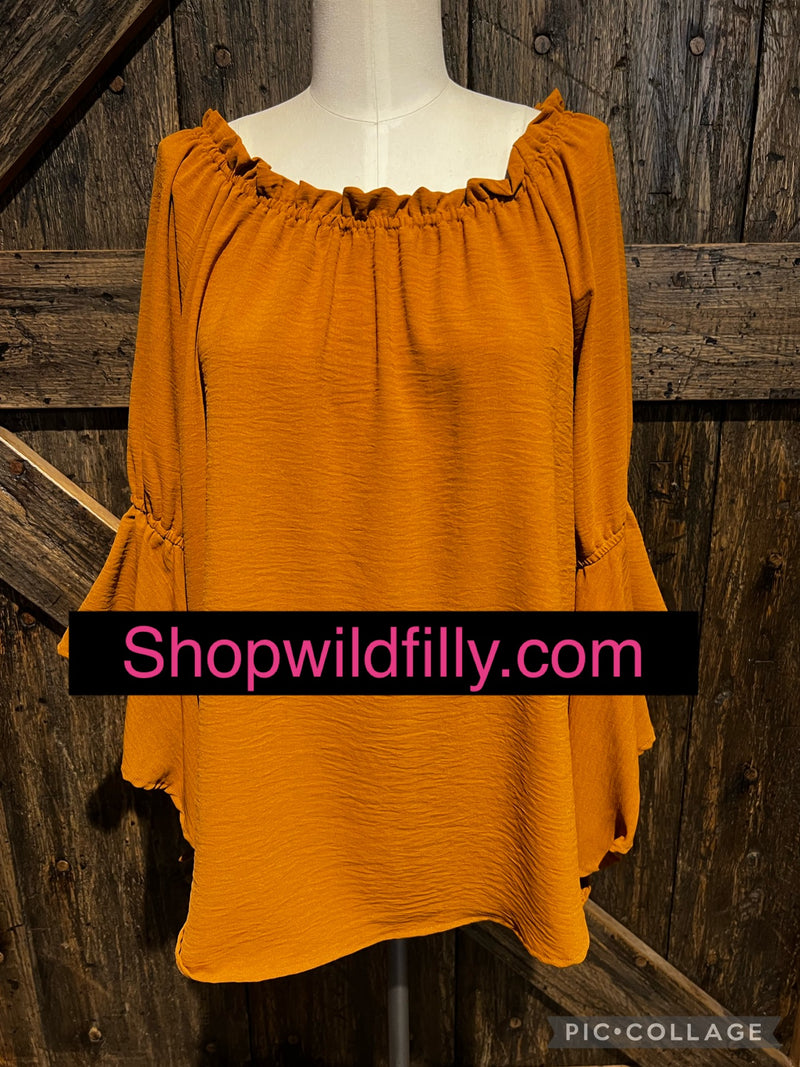 Flowy Bell Sleeve Off the Shoulders Top
