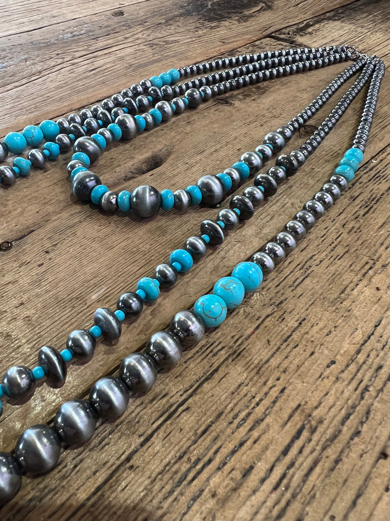 Navajo Pearl & Turquoise Layering Necklace Set