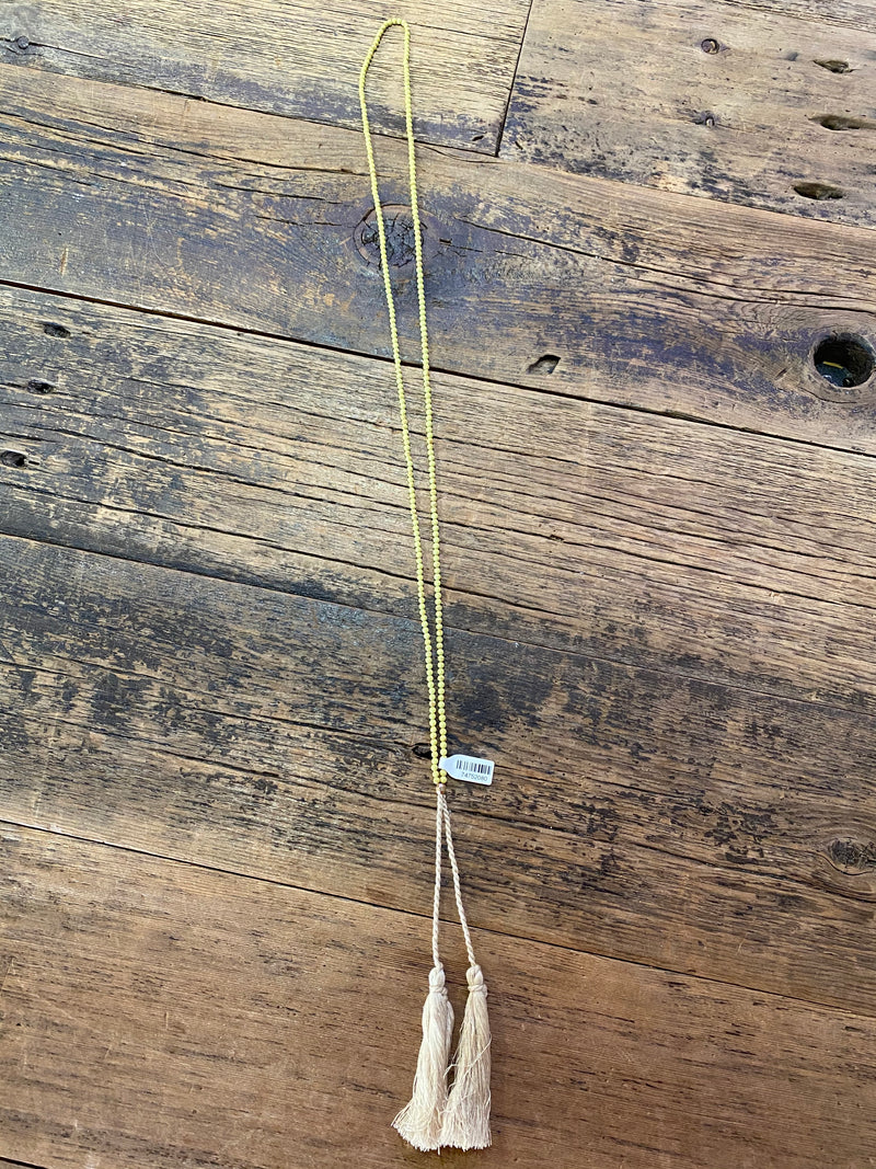 Neon Beaded Rope Tassel Necklace