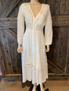 White Lace Inset Button Up Maxi Dress