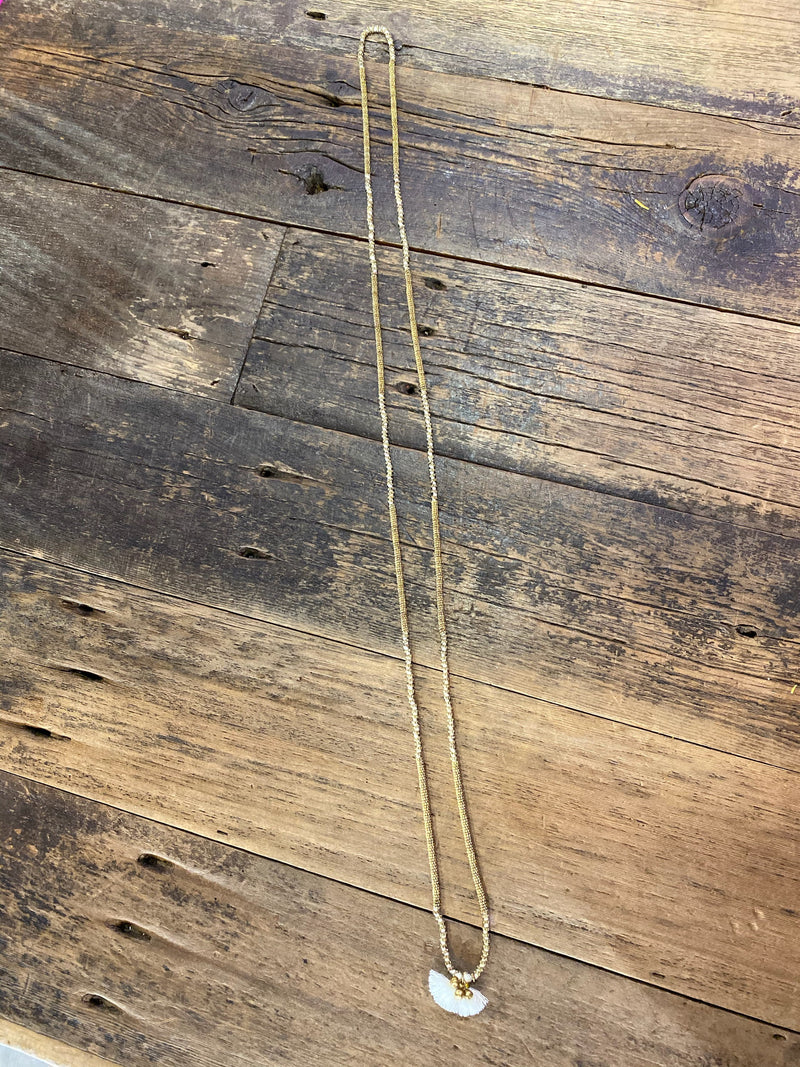 White & Gold Long Necklace