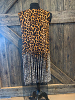 Leopard Fringe Vest Kimono