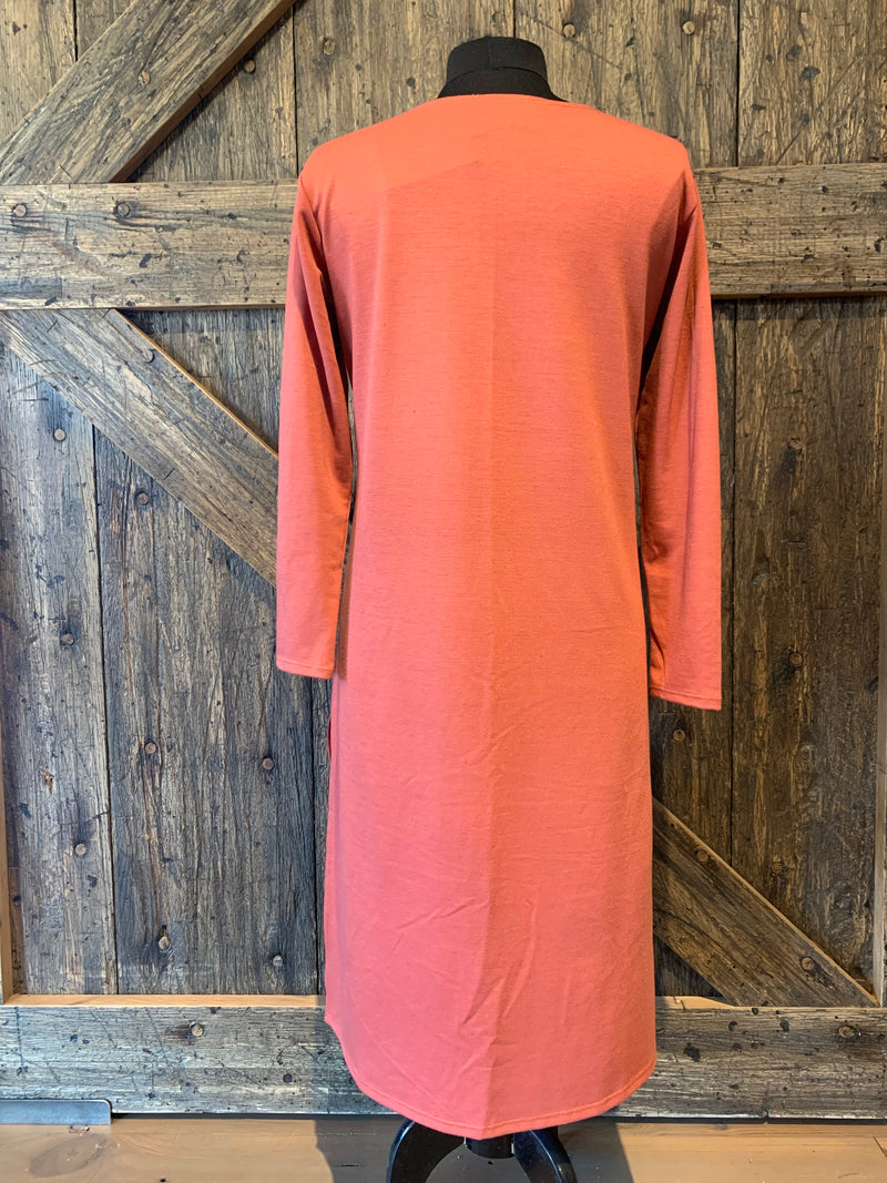 Terra-cotta French Terry Long Sleeve Duster
