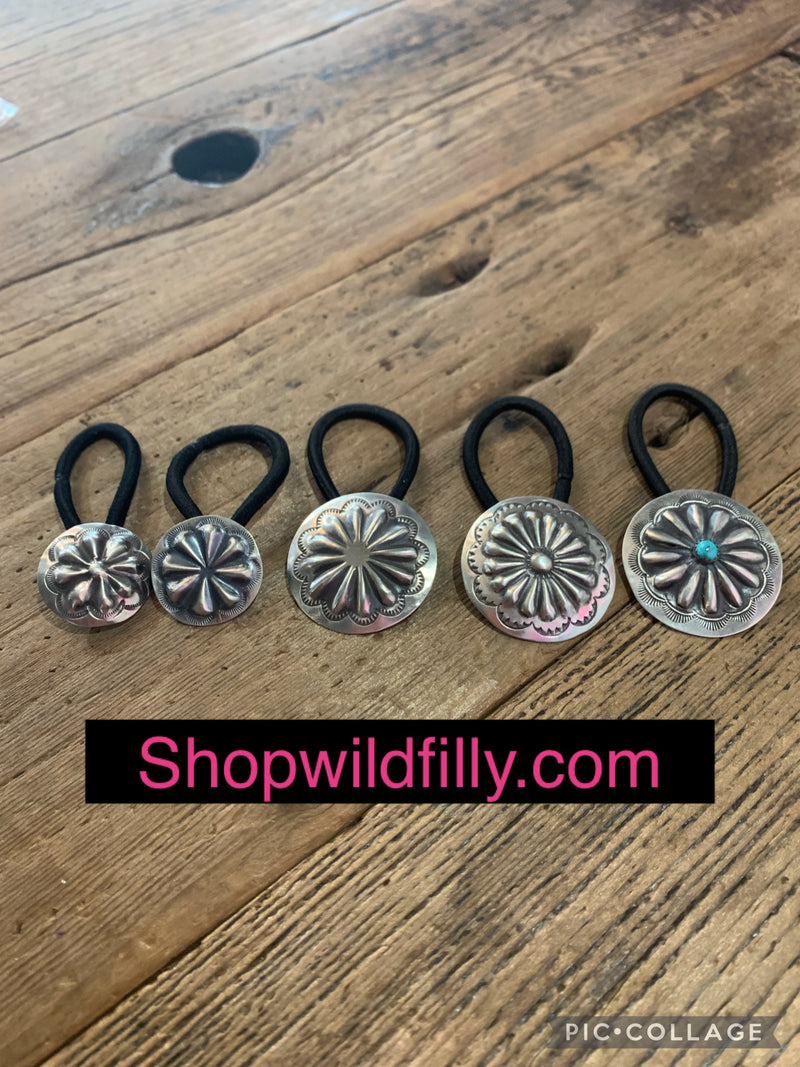 Sterling Silver Concho Hair Ties