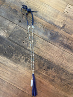 Long Leather Beaded Necklace